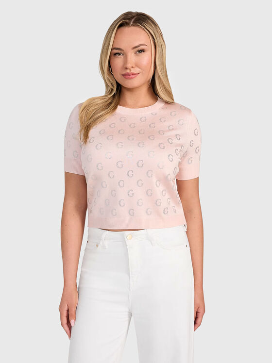 JASMINE cropped sweater with rhinestones - 1