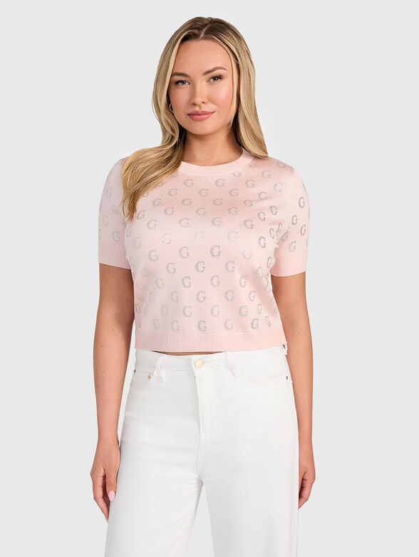 JASMINE cropped sweater with rhinestones - 1
