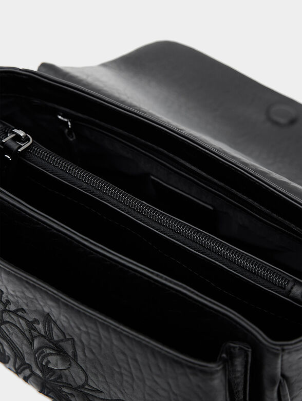 Black crossbody bag with floral embroidery - 6