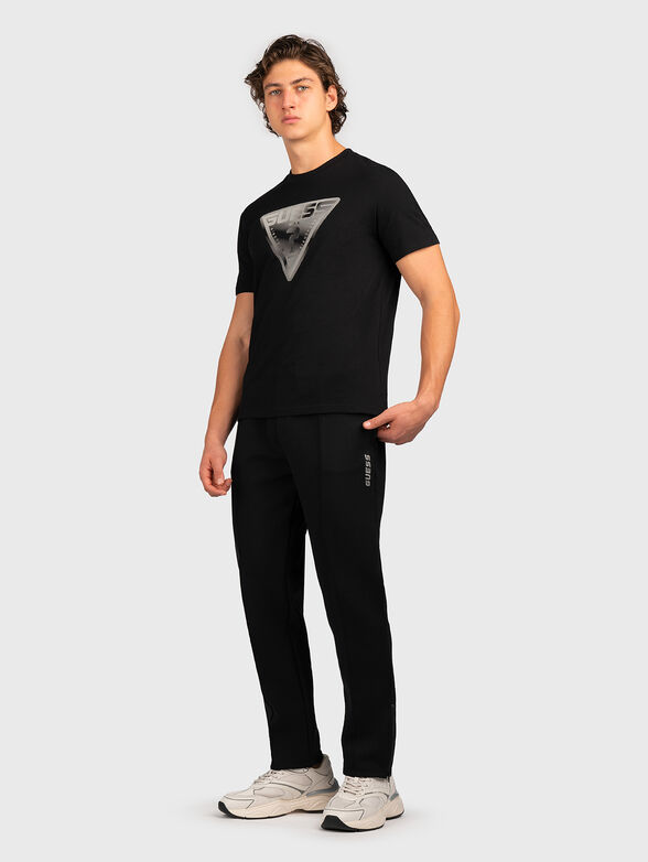 FURIO black cotton T-shirt with triangular logo - 2