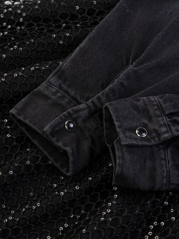 Black dress with appliqué rhinestones - 3