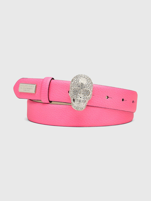 Fuxia leather belt with with accent buckle - 1