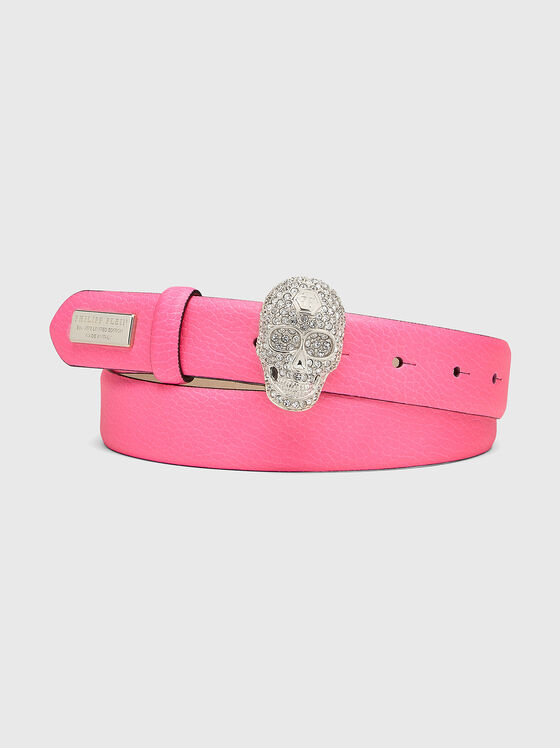 Fuxia leather belt with with accent buckle - 1