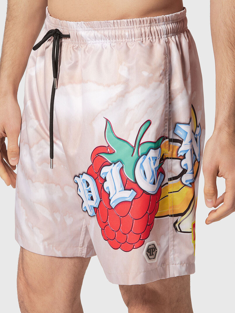 Beach shorts with contrasting logo lettering - 3