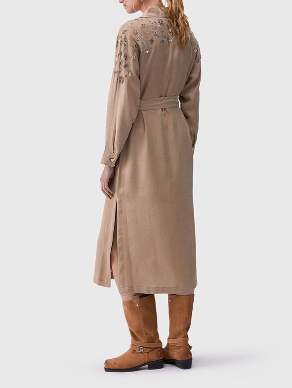 Long dress with embroidery and  belt - 2
