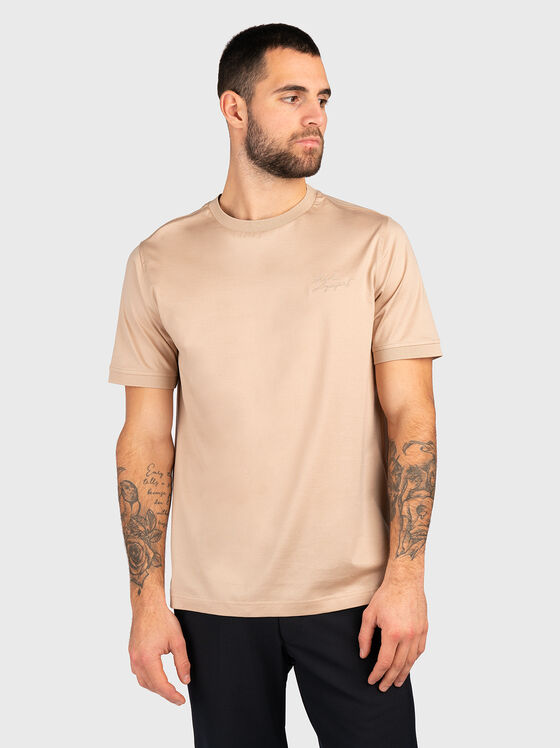 Cotton T-shirt in beige color  - 1