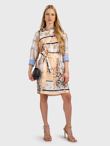Satin dress with floral print - 5