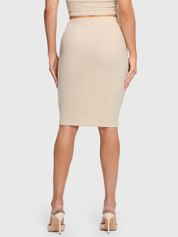 Beige ribbed skirt with gold detail - 2