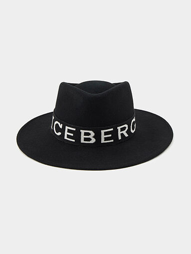 Wool black Fedora hat with brim - 5