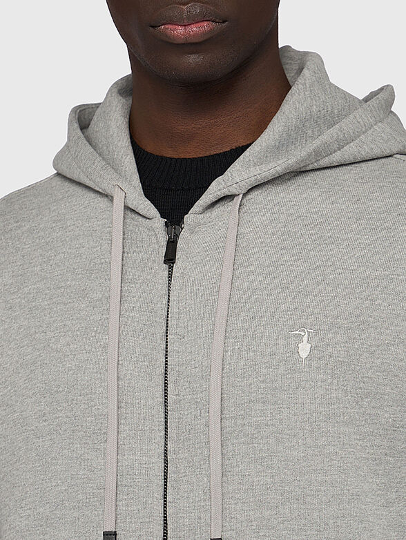 Cotton sweatshirt with hood and zip - 4