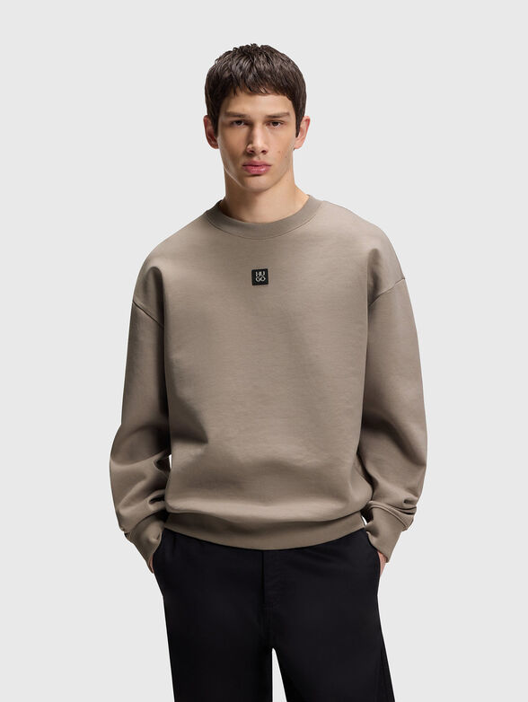 Sweatshirt with oval neckline in black - 1