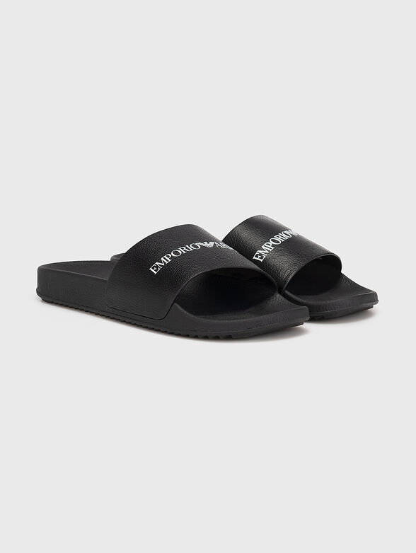Leather slippers with logo detail - 2