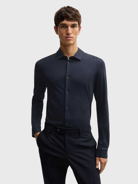 H-PAVER 17 black slim-fit cotton shirt - 1