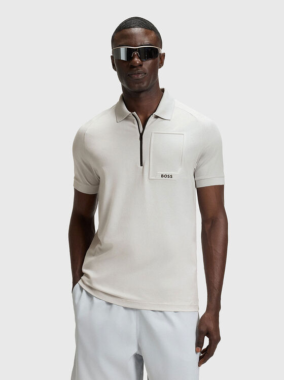 Cotton polo shirt with zip - 1
