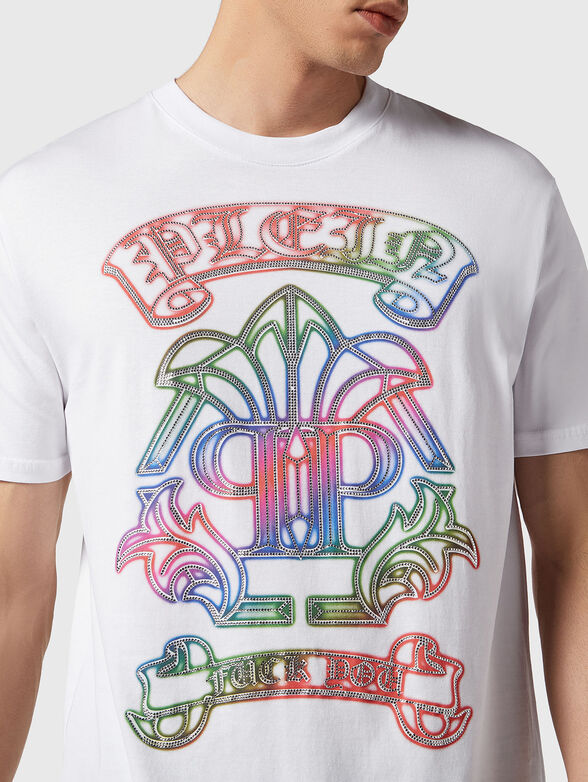 Cotton T-shirt with rhinestones - 4