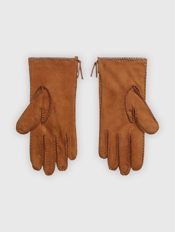 Suede gloves with leather details - 2