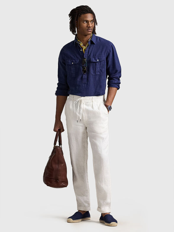 Linen pants with elastic waist  - 3