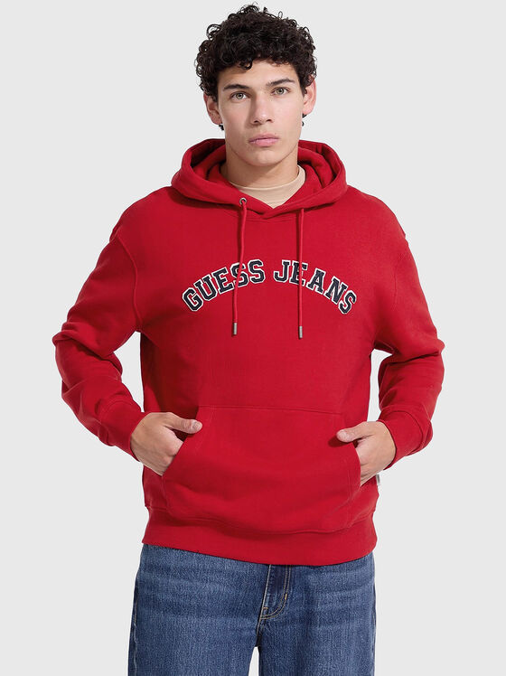 Памучен суитшърт с качулка и лого - 1