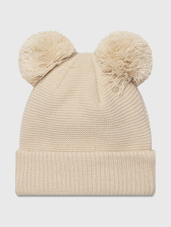 Knitted hat with pompoms - 1