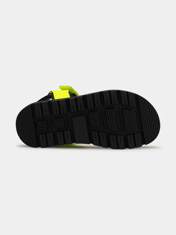 Unisex leather sandals in neon yellow color - 5