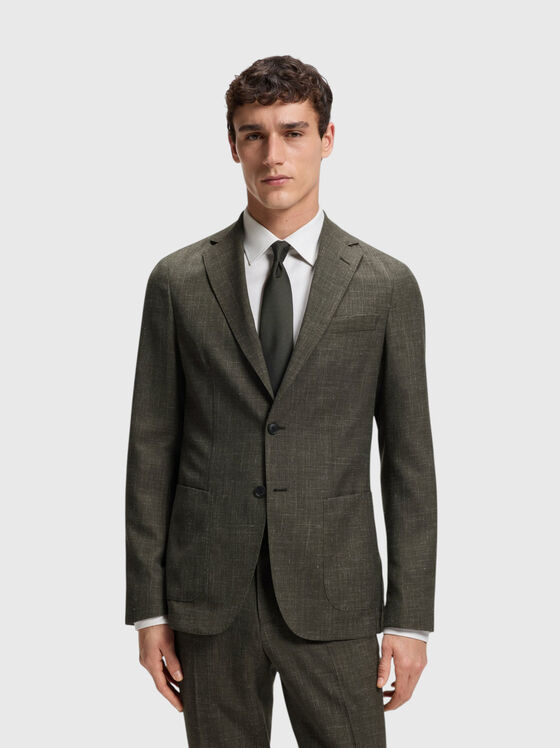 Single-breasted wool and linen jacket - 1