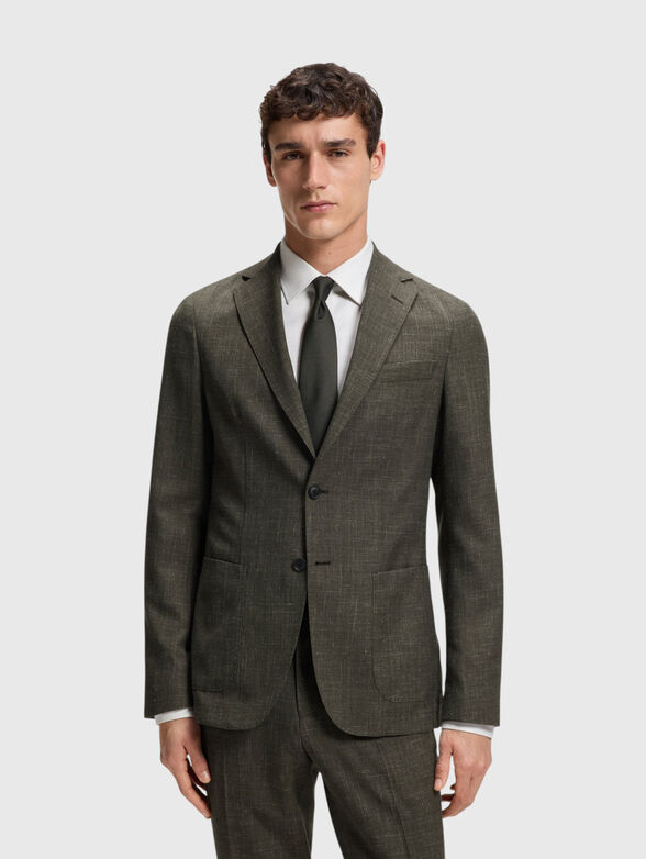 Single-breasted wool and linen jacket - 1