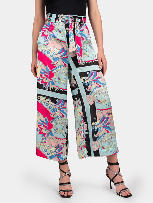 Trousers with abstract animal print