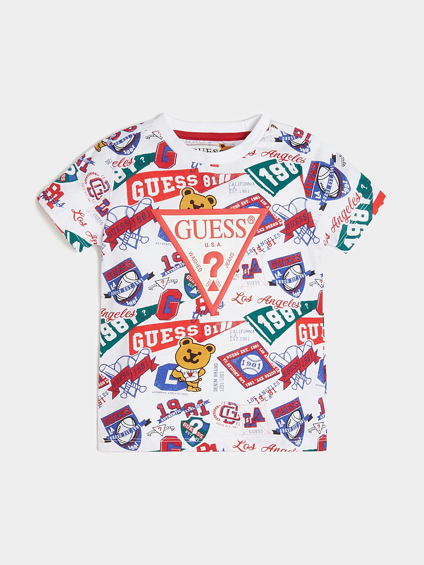 T shirt with multicolor print brand GUESS Globalbrandsstore en