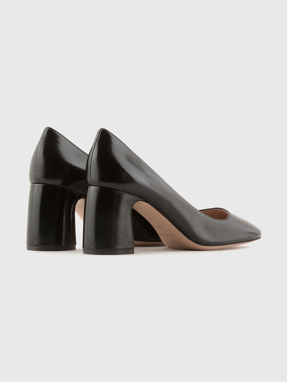 Black leather heeled shoes - 3