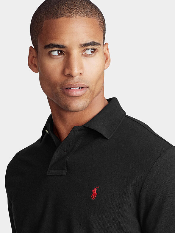 Black polo shirt with contrast logo embroidery - 3