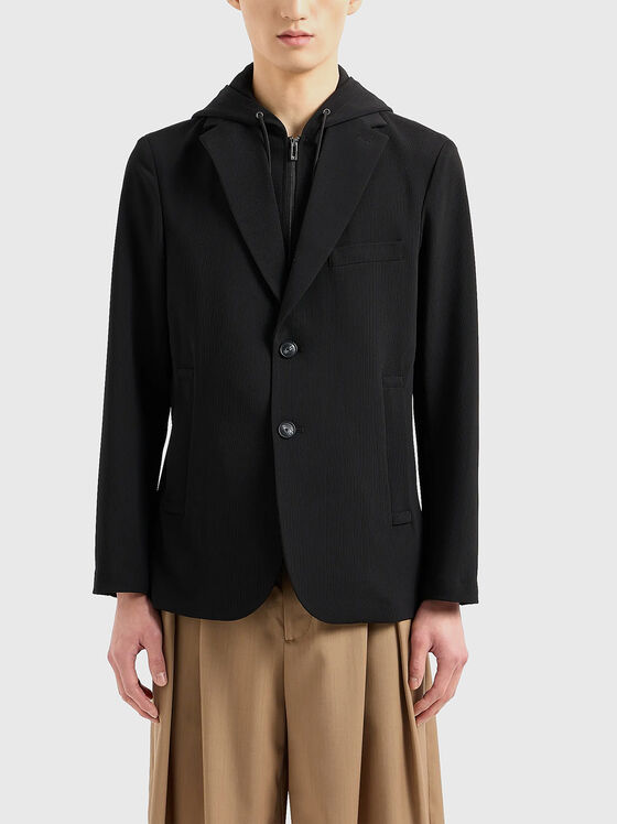Hooded single-breasted blazer - 1