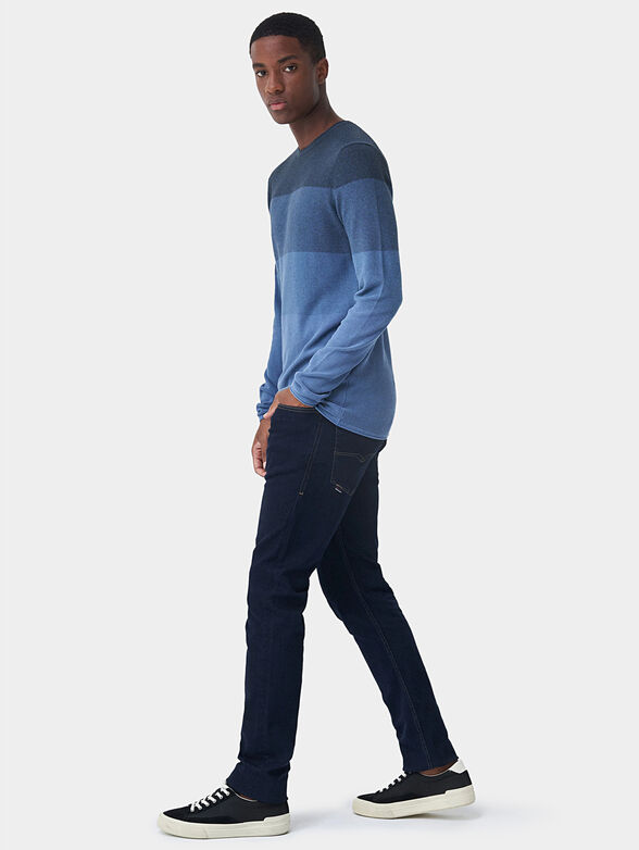 Blue sweater with bar stripe effect - 2