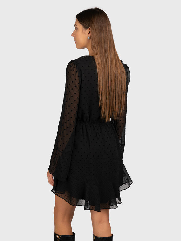 Black mini dress with sheer sleeves - 2