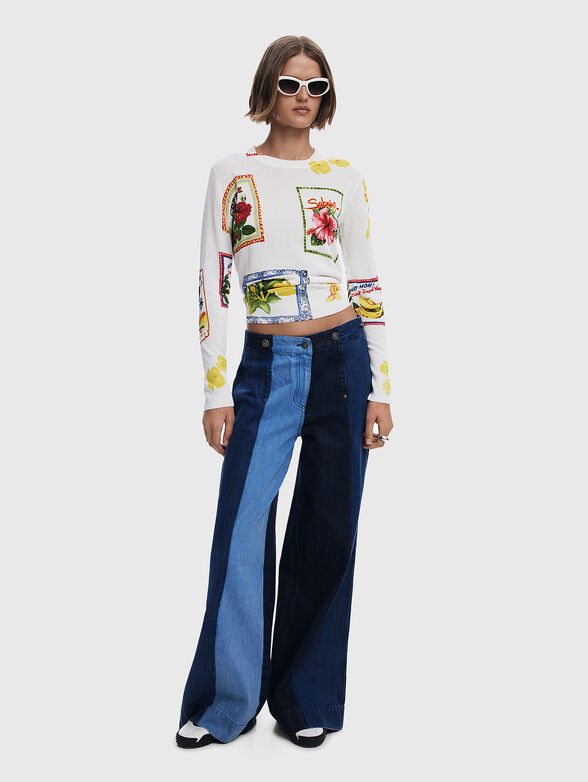 Sweater with oval neckline and print - 2