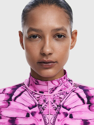 Print blouse with polo collar - 5