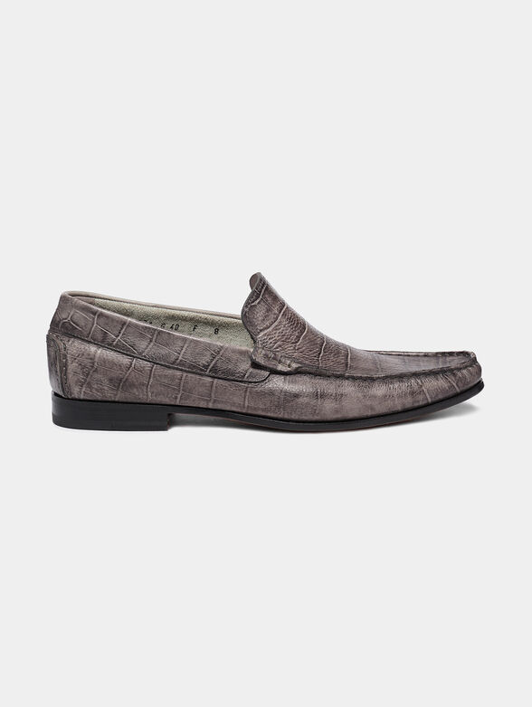 Leather moccasins with crocodile print - 1