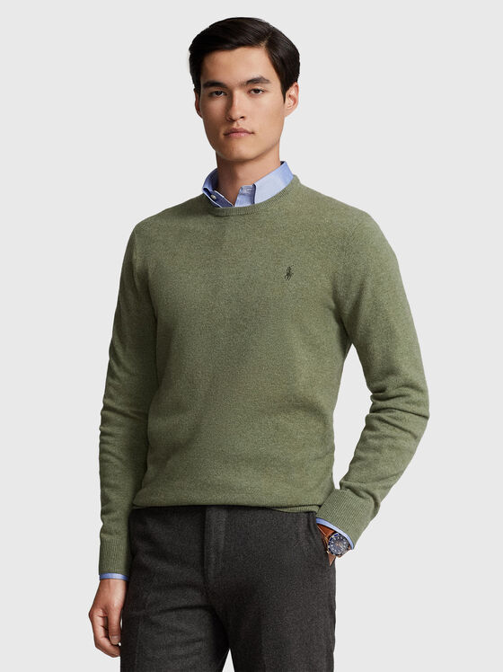 Вълнен пуловер с бродирано лого  - 1
