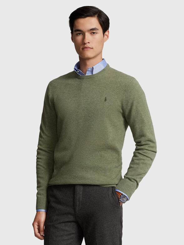 Logo-embroidered sweater in wool  - 1