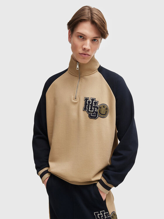 Cotton sweatshirt with logo patch - 1