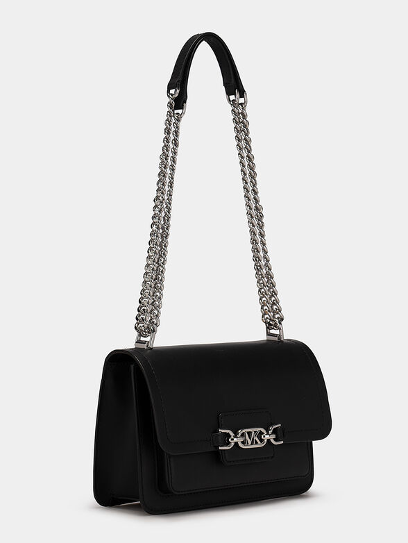 Black leather bag with logo accent - 4