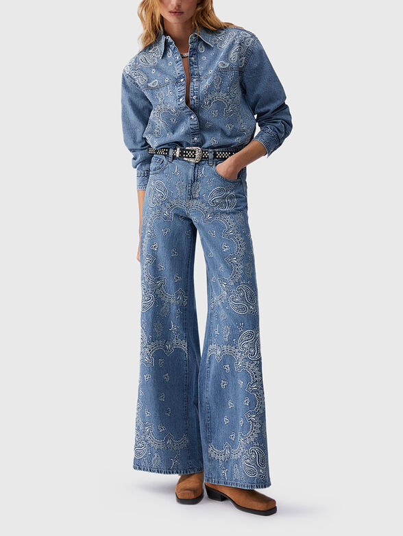 High waisted wide leg jeans - 4