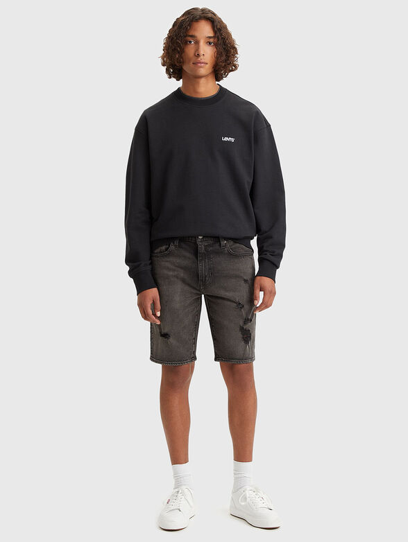 Black ripped denim shorts - 1