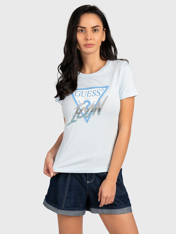 Black T-shirt with triangle logo print - 1