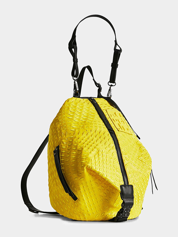 Backpack in bright yellow color with logo patch - 4