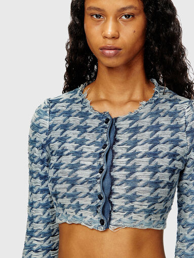 M-HELLA crop cardigan in denim-look houndstooth jacquard - 4
