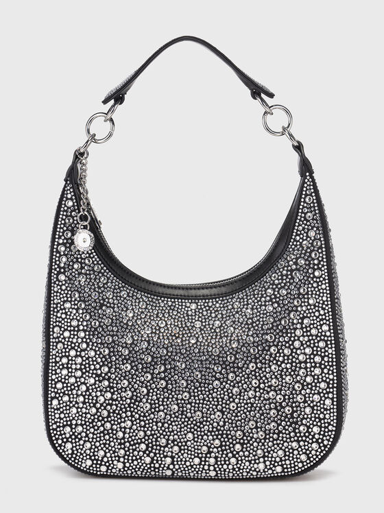 Crystal embellished bag in black  - 1