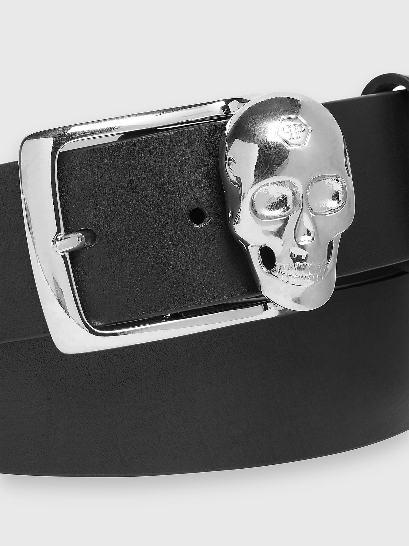 Leather belt with accent buckle brand PHILIPP PLEIN