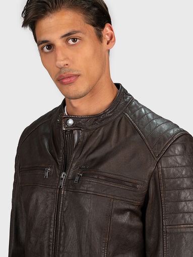 Leather biker jacket - 3