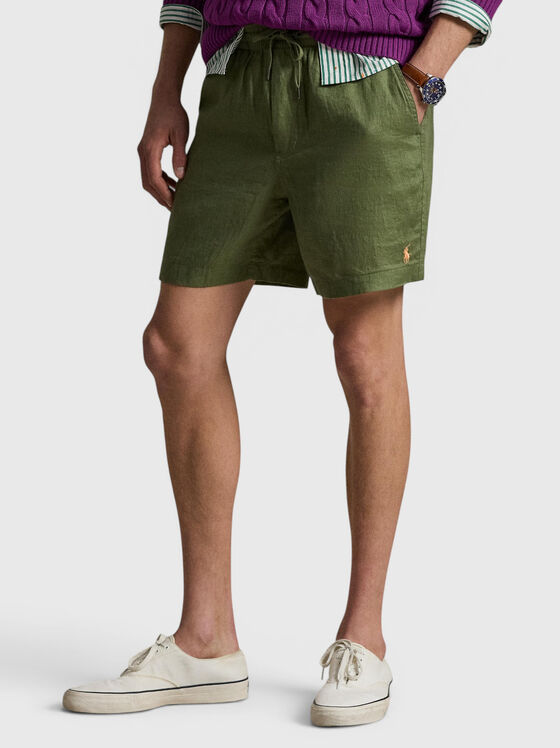 Green linen shorts - 1