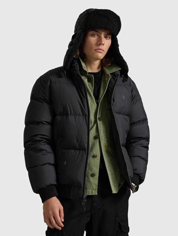 Padded jacket with embroidered logo - 1